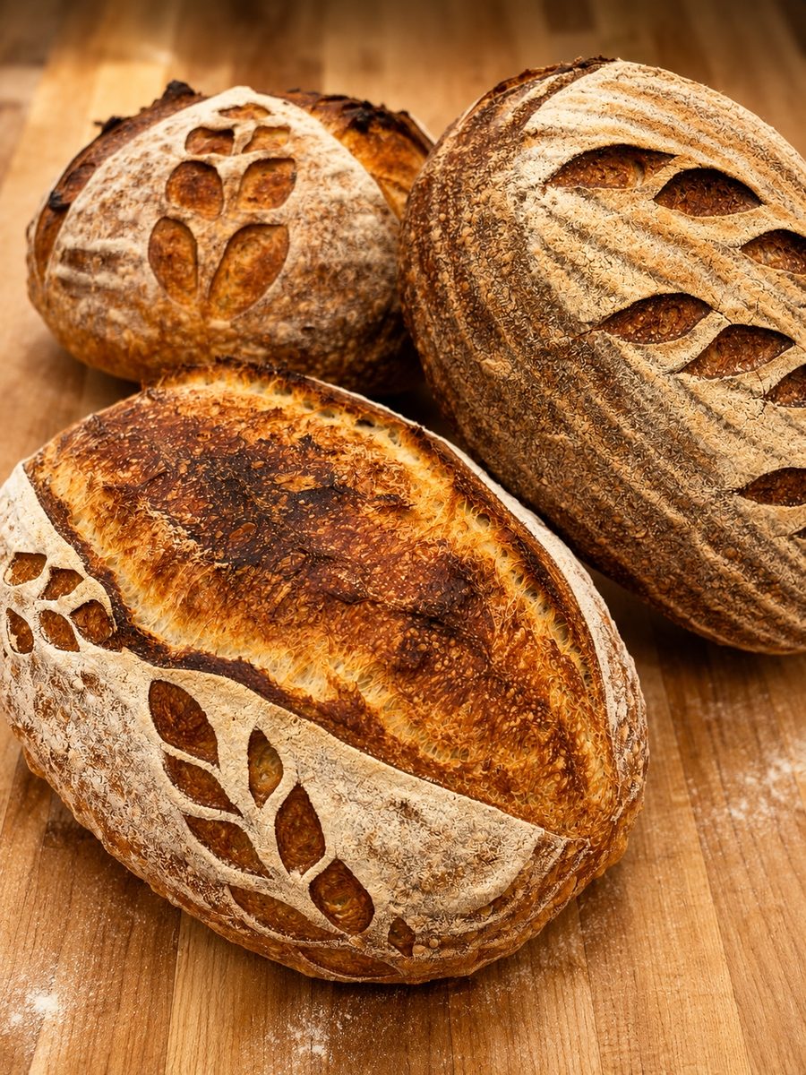 Hand-scored sourdough loaves at JJ's Place